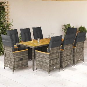 vidaXL Set mobilier grădină cu perne, 9 piese, gri, poliratan imagine