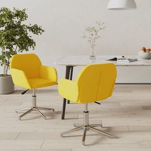 vidaXL Scaune de bucătărie pivotante, 2 buc., galben muștar, textil imagine