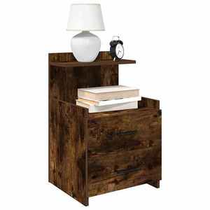 vidaXL Noptiere 2 buc. cu 2 sertare, stejar afumat, 40x36, 5x62 cm imagine