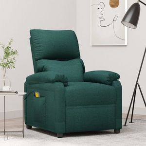 vidaXL Fotoliu de masaj, verde închis, material textil imagine
