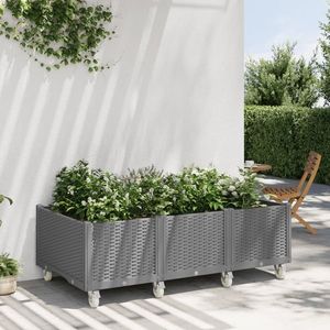 vidaXL Jardinieră de grădină cu picioare, gri deschis, 150x80x54cm, PP imagine