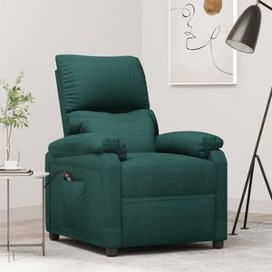 vidaXL Fotoliu rabatabil electric, verde închis, material textil imagine