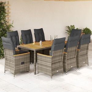 vidaXL Set mobilier grădină cu perne, 9 piese, gri, poliratan imagine