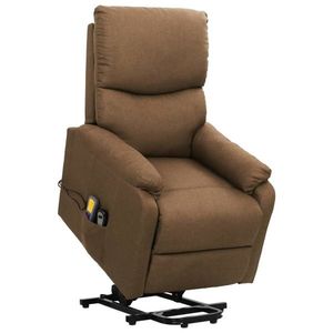 vidaXL Fotoliu de masaj cu ridicare, gri taupe, material textil imagine