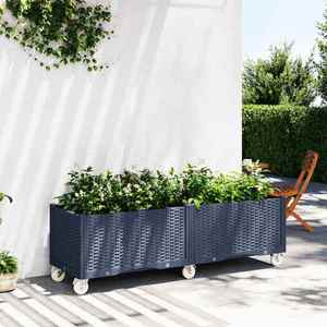 vidaXL Jardinieră de grădină cu picioare, albastru gri, 160x50x54 cm, PP imagine