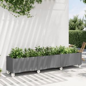 vidaXL Jardinieră de grădină cu picioare, gri deschis, 240x50x54cm, PP imagine