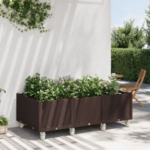 vidaXL Jardinieră de grădină cu picioare, maro, 150x80x54 cm, PP imagine