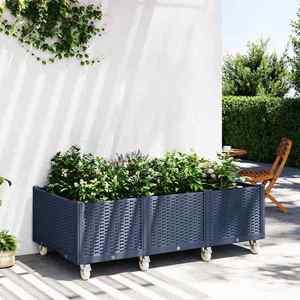 vidaXL Jardinieră de grădină cu picioare, albastru gri, 150x80x54 cm, PP imagine