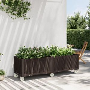 vidaXL Jardinieră de grădină cu picioare, maro, 160x50x54 cm, PP imagine