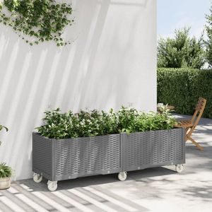 vidaXL Jardinieră de grădină cu picioare, gri deschis, 160x50x54cm, PP imagine