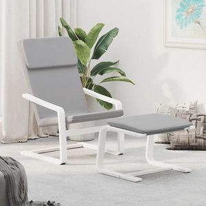 vidaXL Scaun de relaxare cu taburet, gri deschis, textil imagine