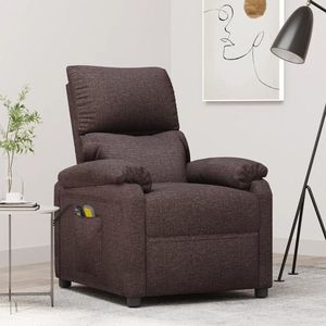 vidaXL Fotoliu de masaj electric, maro închis, material textil imagine