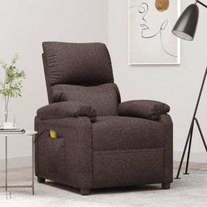 vidaXL Fotoliu de masaj, maro închis, material textil imagine