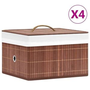 vidaXL Cutii de depozitare, 4 buc., maro, bambus imagine