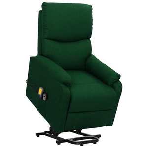 vidaXL Fotoliu masaj rabatabil cu suport picioare verde închis textil imagine