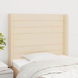 vidaXL Tăblie de pat cu aripioare, crem, 93x16x118/128 cm, textil imagine