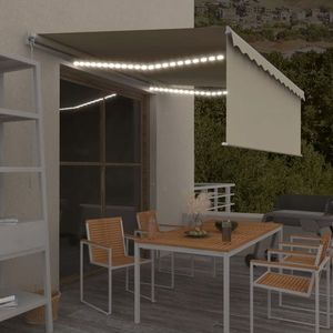 vidaXL Copertină retractabilă manual cu stor & LED, crem, 4x3 m imagine