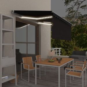 vidaXL Copertină retractabilă manual cu stor&LED, antracit, 3, 5x2, 5 m imagine