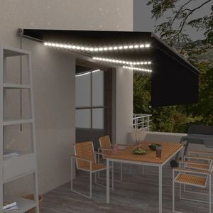 vidaXL Copertină retractabilă manual cu stor&LED, antracit, 6x3 m imagine