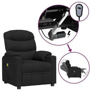 vidaXL Fotoliu de masaj electric rabatabil, negru, textil imagine