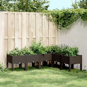 vidaXL Jardinieră de grădină cu picioare, maro, 160x120x42 cm, PP imagine