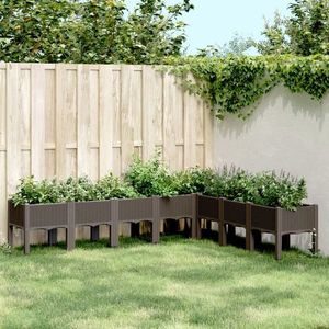 vidaXL Jardinieră de grădină cu picioare, maro, 200x160x42 cm, PP imagine