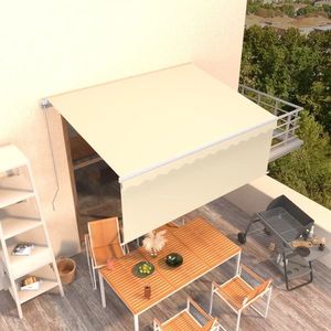 vidaXL Copertină retractabilă manual cu stor, crem, 3, 5x2, 5 m imagine