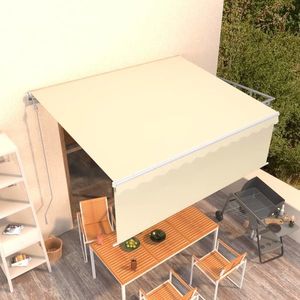 vidaXL Copertină retractabilă automat cu stor, crem, 4x3 m imagine