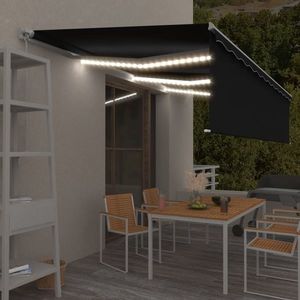 vidaXL Copertină retractabilă manual cu stor&LED, antracit, 6x3 m imagine