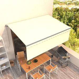 vidaXL Copertină retractabilă manual cu stor, crem, 4x3 m imagine