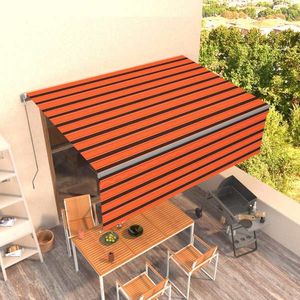 vidaXL Copertină retractabilă manual cu stor, portocaliu&maro, 4x3 m imagine