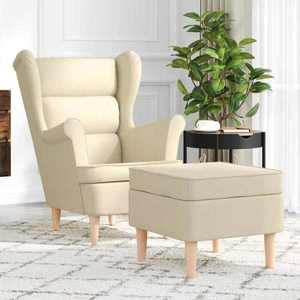 vidaXL Fotoliu cu taburet pentru picioare, crem, material textil imagine