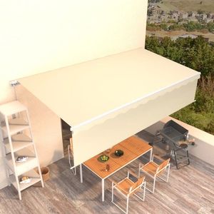 vidaXL Copertină retractabilă manual cu stor, crem, 6x3m imagine