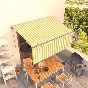 vidaXL Copertină retractabilă automat cu stor, galben & alb, 3x2, 5 m imagine
