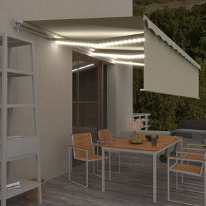 vidaXL Copertină retractabilă manual cu stor&LED, crem, 6x3 m imagine