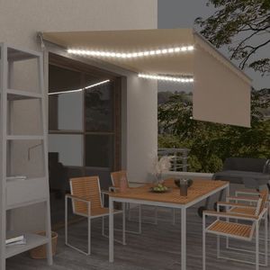 vidaXL Copertină automată cu stor&senzor vânt&LED, crem, 4x3 m imagine