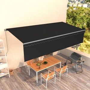 vidaXL Copertină retractabilă manual cu stor, antracit, 6x3 m imagine
