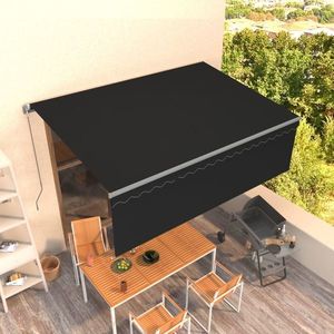 vidaXL Copertină retractabilă manual cu stor, antracit, 4, 5x3 m imagine