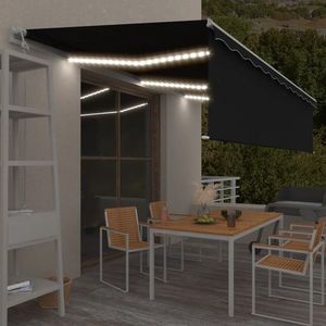 vidaXL Copertină automată cu stor, LED, senzor vânt, antracit, 6x3 m imagine