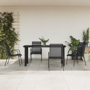 vidaXL Set mobilier de grădină, 5 piese, negru, oțel și textilenă imagine