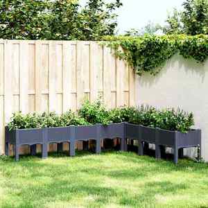vidaXL Jardinieră de grădină cu picioare, albastru gri, 200x160x42 cm, PP imagine