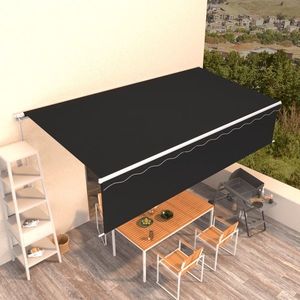 vidaXL Copertină retractabilă manual cu stor, antracit, 6x3 m imagine
