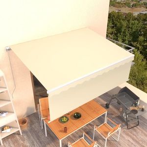vidaXL Copertină retractabilă manual cu stor, crem, 4x3 m imagine