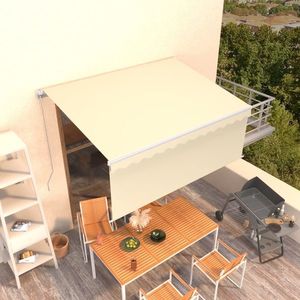 vidaXL Copertină retractabilă manual cu stor, crem, 3x2, 5 m imagine