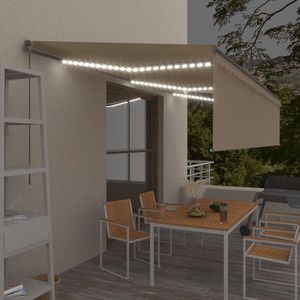 vidaXL Copertină retractabilă manual cu stor&LED, crem, 6x3 m imagine