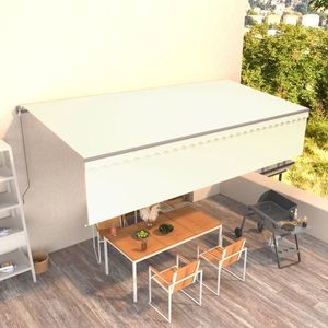 vidaXL Copertină retractabilă manual cu stor, crem, 6x3m imagine