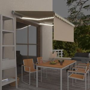 vidaXL Copertină retractabilă manual cu stor&LED, crem, 3, 5x2, 5 m imagine