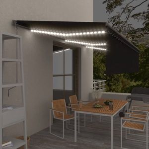 vidaXL Copertină automată cu stor senzor vânt LED, antracit, 6x3 m imagine