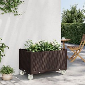 vidaXL Jardinieră de grădină cu picioare, maro, 80x50x54 cm, PP imagine