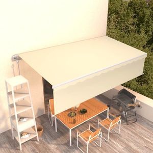 vidaXL Copertină retractabilă manual cu stor, crem, 6x3 m imagine